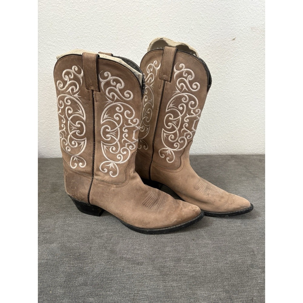 Women's Tony Lama Brown Leather Cowboy Boots Size 9 B